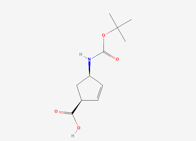 (-)-(1S,4R)-N-BOC-4-AMINOCYCLOPENT-2-ENECARBOXYLIC ACID structure