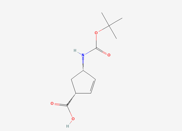 (1R,4S)- N-BOC-4-氨基环戊-2-烯甲酸 结构式