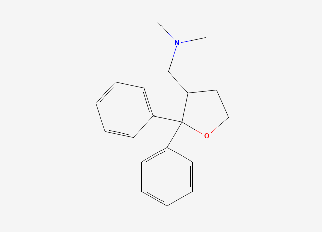 1-(2,2-diphenyloxolan-3-yl)-N,N-dimethylmethanamine structure