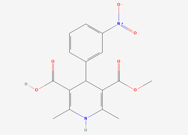 1,4-Dihydro-2,6-dimethyl-4-(3-nitrophenyl)-3,5-pyridinedicarboxylic acid monomet structure